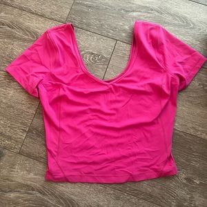 Hot pink lululemon align short sleeve shirt